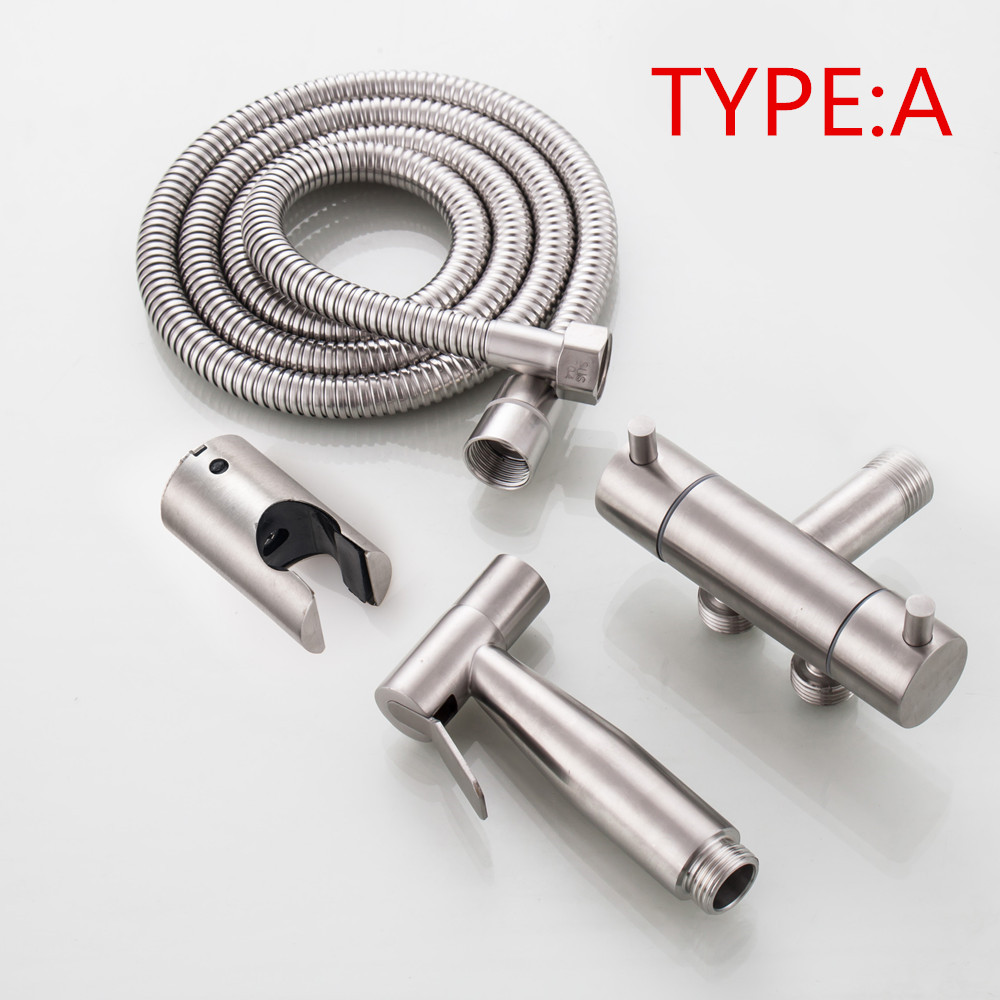 Doodii 304 Rvs Dubbele Gebruik Bibcock Set Met 1.5 Meters Doucheslang Dual Handvatten Wasmachine Kranen Bidet Kraan