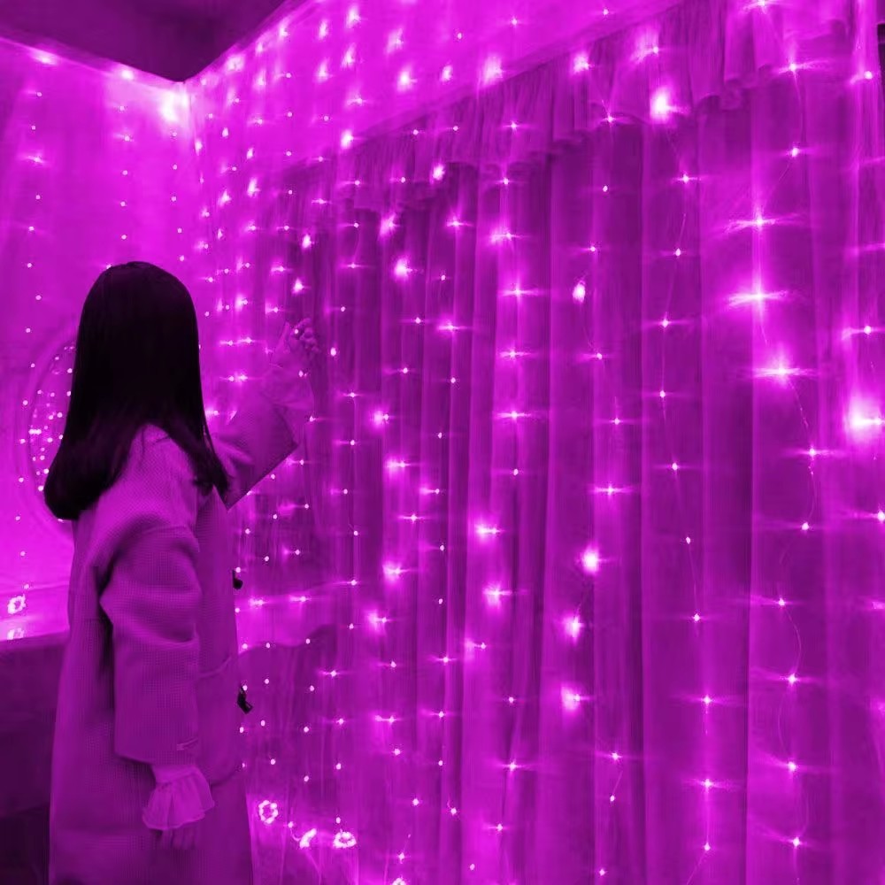 Cortina de luces LED con Control remoto, guirnalda de luces de hadas para decoración de dormitorio y sala de estar, USB, 8 modos, 3/6M