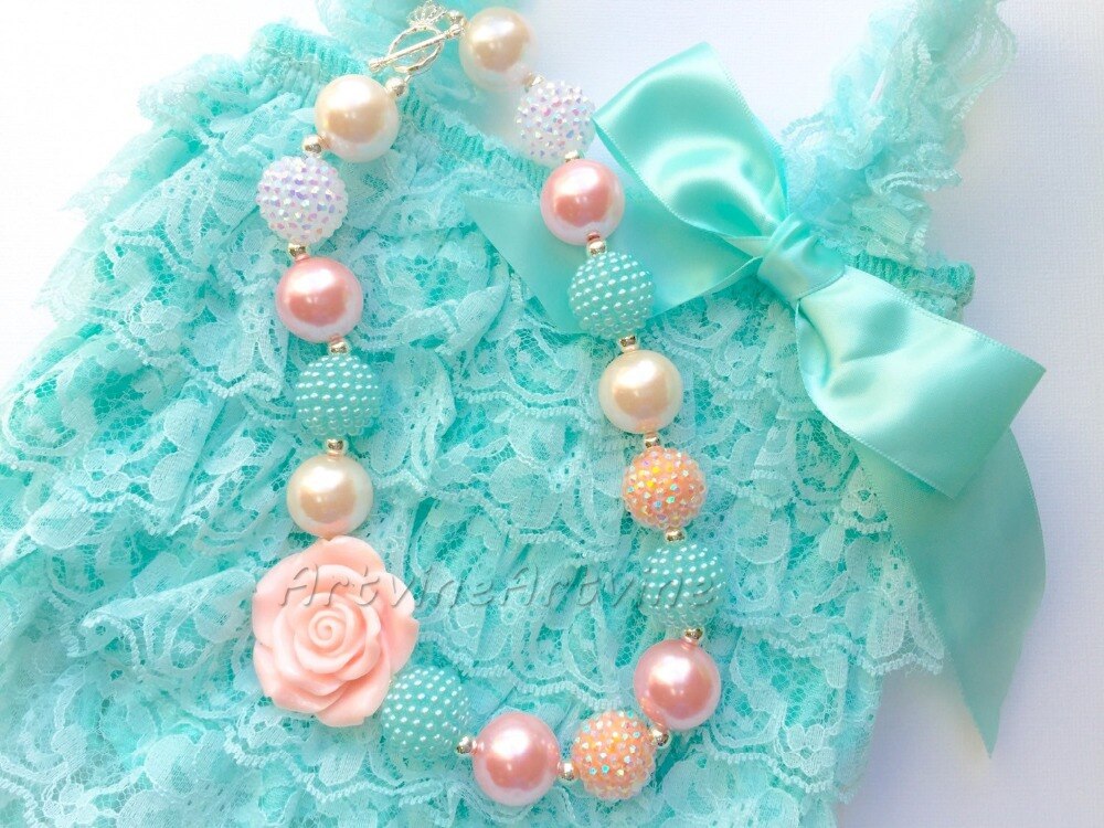 Perzik Mint Rose Baby Meisjes Bubblegum Perzik Peuter Ketting Chunky Baby Ketting C10