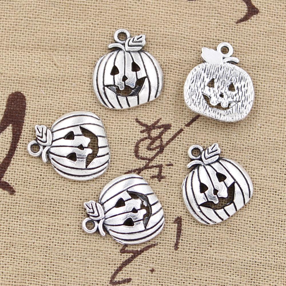 20Pcs Charms Pompoen Jack Lantaarn Halloween 18X15Mm Antiek Brons Zilver Kleur Hangers Maken Diy Handgemaakte Tibetaans sieraden