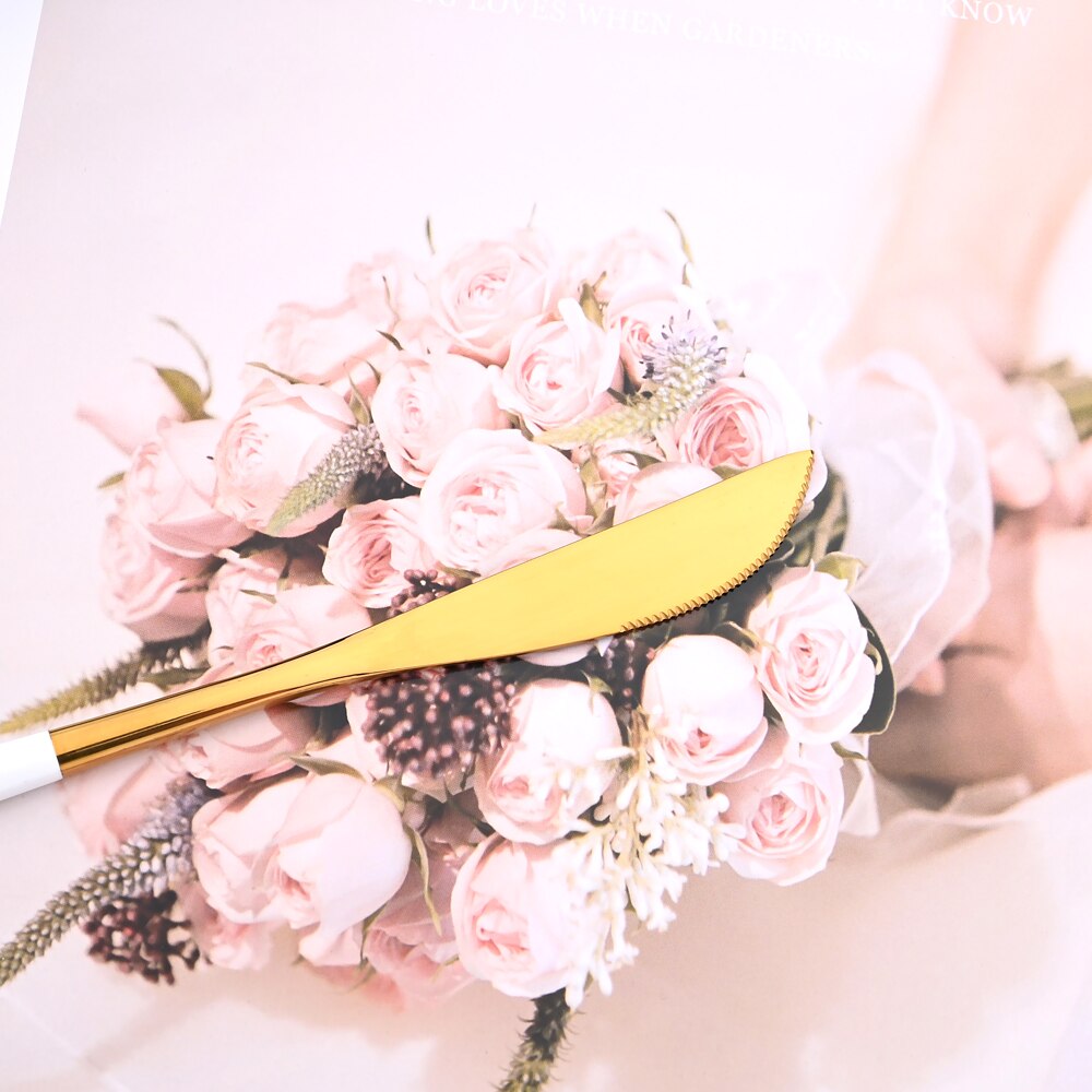 White Gold Flatwar Fork Knife Spoon Set Cutlery Tableware 1pc Dinning Table Steel Kitchen Complete Dinner Set for