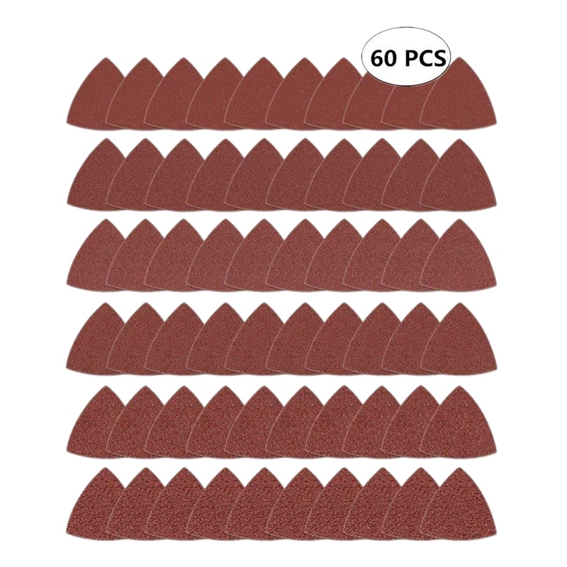 60 Stuks Driehoekige Klittenband Driehoek-Schuurpapier, fit 3-1/8 Inch Oscillerende Multi Tool Schuren Pad, Diverse 40 60 80 10: Default Title
