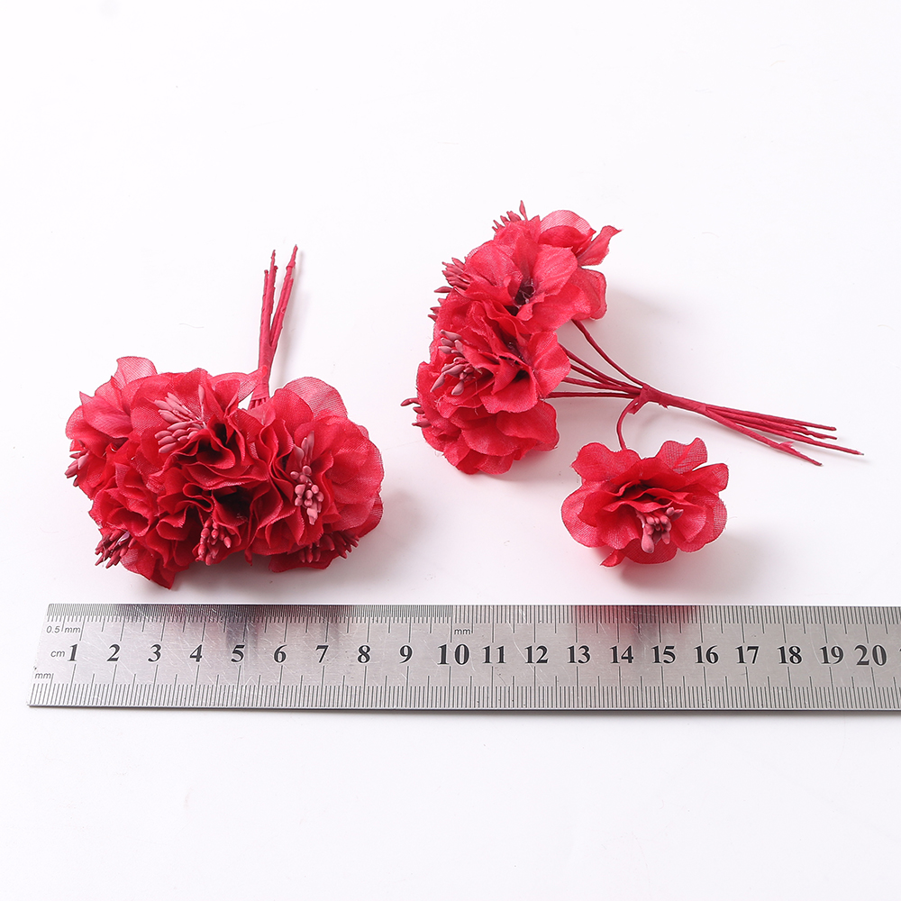 6 stk. kunstige silke nellike mini kunstige blomster til bryllupsrum dekoration køkkenindretning jul gør-det-selv håndværk