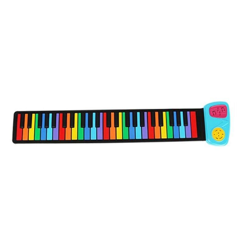 Rainbow Roll Up Piano,Portable Foldable Standard 49 Keys Flexible Soft Silicone Electronic Music Roll Up Piano Keyboard