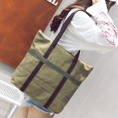 Mara's dream effen canvas toilettas casual wilde schoudertas splicing trend tas: Bbeige