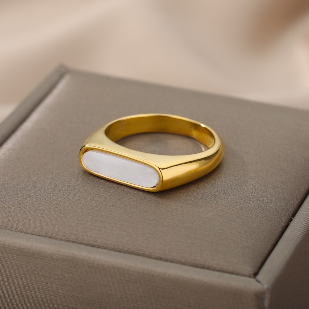 Wit Acryl Ringen Voor Vrouwen Mannen Goud Zilver Kleur Rvs Mannelijke Vrouwelijke Ring Engagement Wedding Party Finger Sieraden