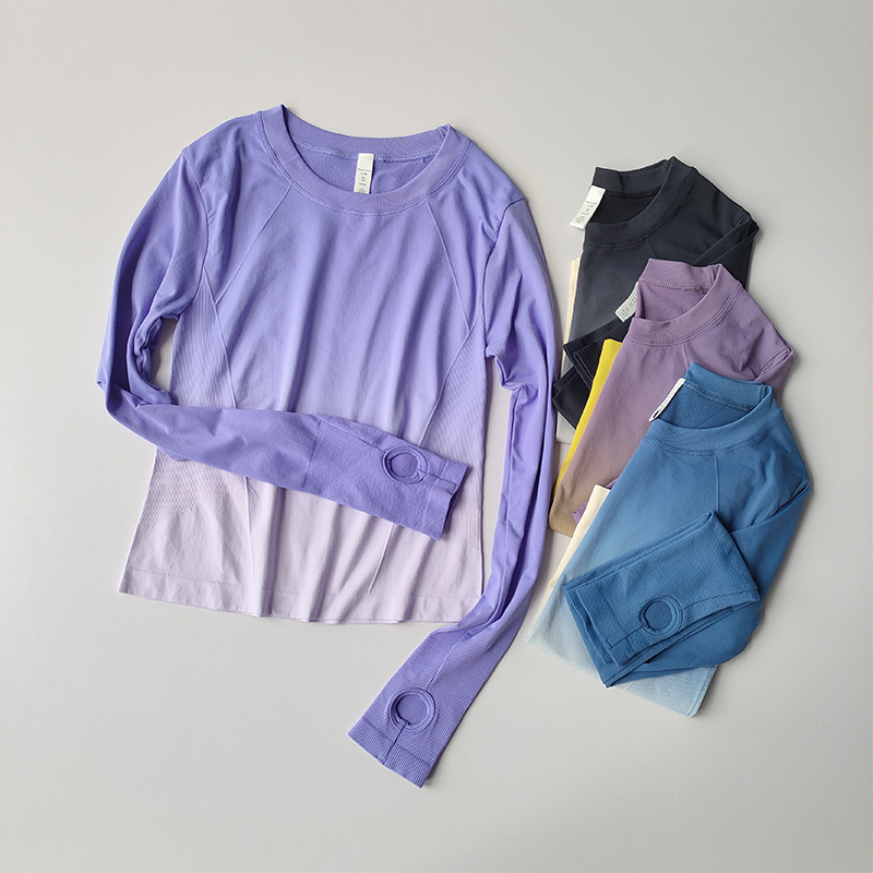 Allmähliches Schlankheits-Sport-T-Shirt, Fitness-Anzug für Damen, eng anliegend, schnell trocknend, oben, Yoga-Anzug, Ausbildung, schmale Passform, lange Ärmel