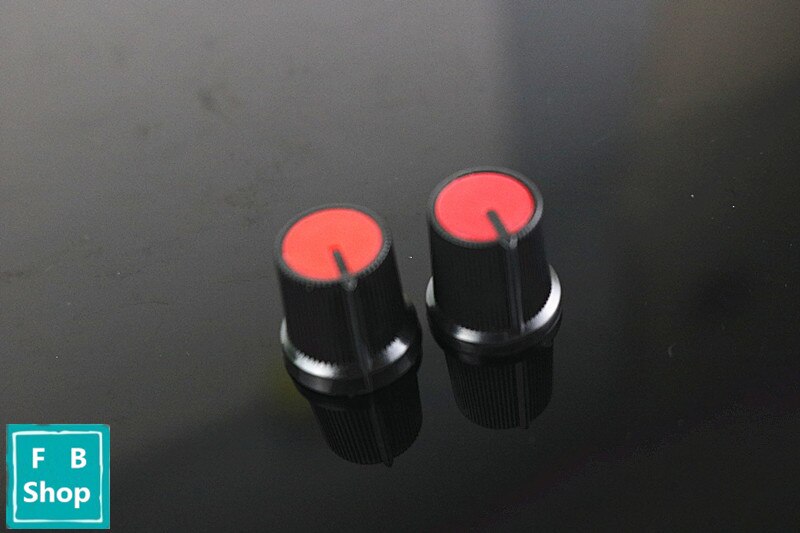 10PCS/LOT 6mm Shaft Hole Dia Plastic Threaded Knurled Potentiometer Knobs Caps: Red