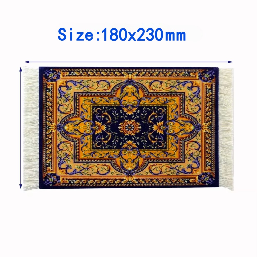 Woven flower Persian carpet small coaster merchants mouse pad desk mat retro style rubber non-slip computer mats