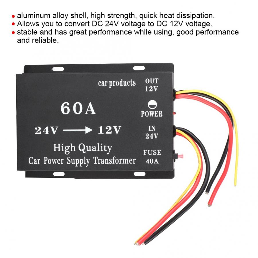 720w 60A 24V to 12V Car DC Power Converter Step Down Buck Regulator Voltage Transformer Stabilizer Adapter