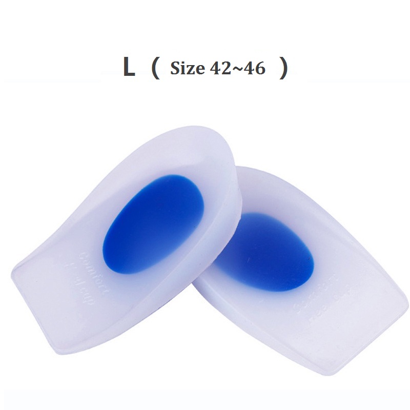 Soft Silicone Heel Pad Heel Pain Cushioning Foot Fatigue Relieve Achilles Tendonitis Heel Protector Inserts Shock Absorption Pad: L (size 42 - 46)