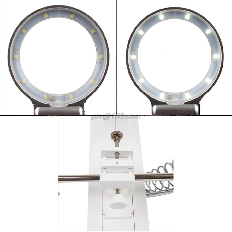Rotating Hand Soldering Stand Welding Tool Magnifying Glass LED Light Alligator Clip Holder Clamp Multifunction For Repairment