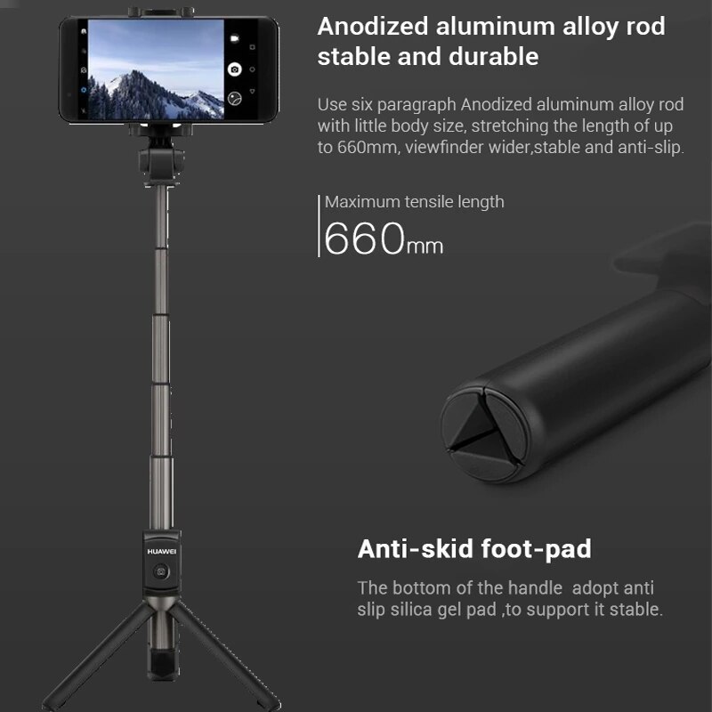 Huawei  af15/cf15 pro bluetooth selfie stick stativ bærbar trådløs fjernbetjening zoomkontrol håndholdt monopod til ios android telefon