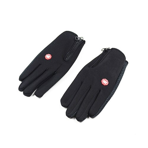 Guantes con cremallera para deportes al aire libre, para bicicleta y senderismo, antideslizantes, resistentes al agua, guantes suaves de abrigo, guantes deportivos para levantamiento de pesas y ejercicio físico: Black