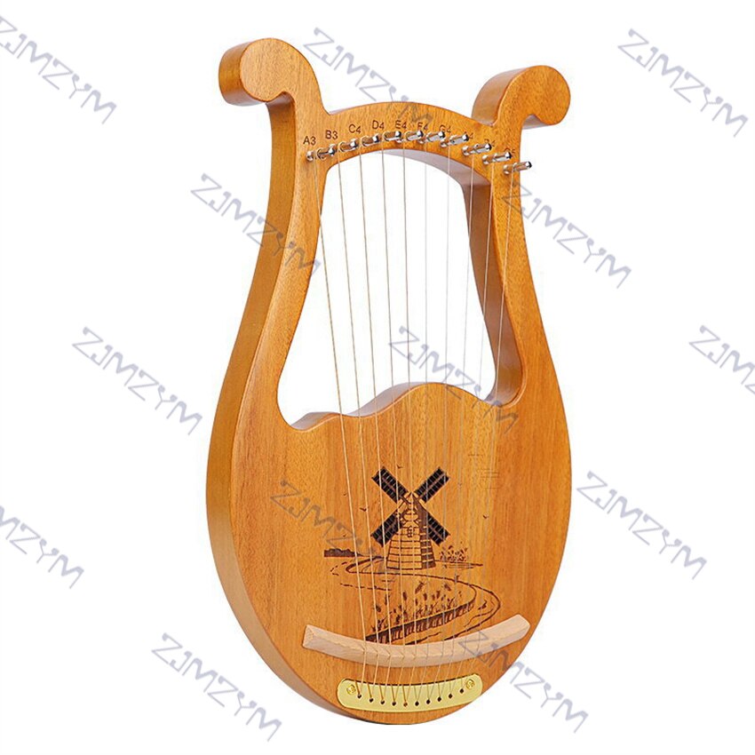 Harpe Lyre en bois à 10 cordes, boîte de résonance, Instrument à cordes et marteau de réglage, 5 Styles, Instrument de musique pour enfants: B type