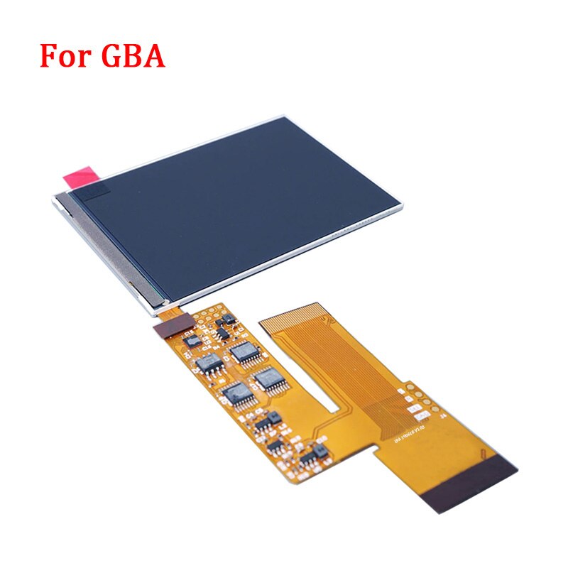 Replacement IPS LCD Screen with Ribbon Cable Screen Cover Repair Full Kit for GameBoy Advance GBA Game Console