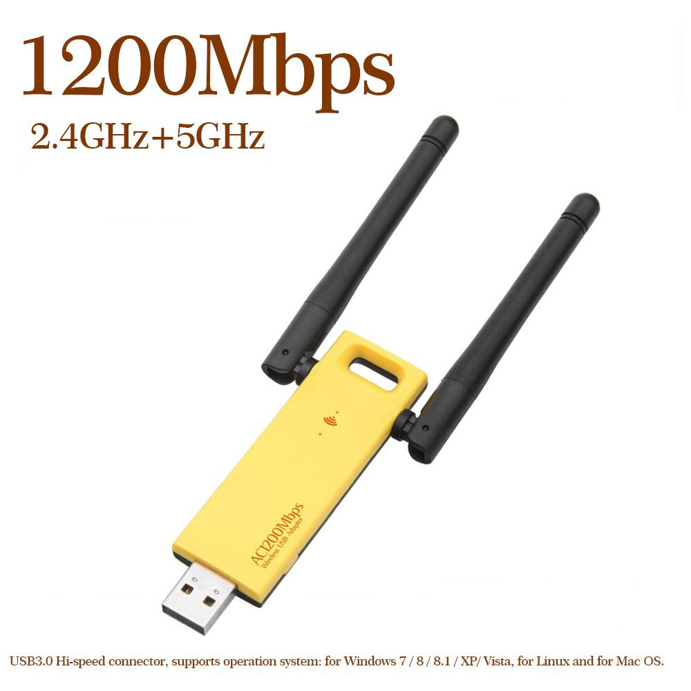 1200Mbps USB 3.0 WiFi Adapter Dual Band 2.4G 5G AC1200 Wireless Network WiFi Adapter Ethernet 802.11AC w/ Antenna for Laptop PC: 1200Mbps Model B