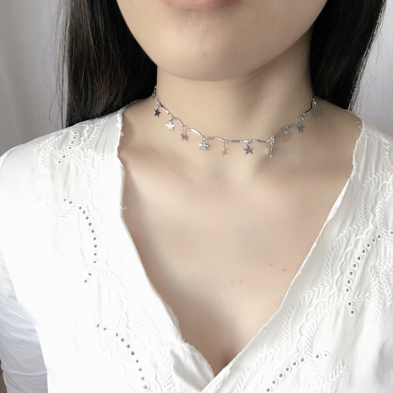 Sydkorea bijoux fine enkel stjernekæde nøglebenet kort sektion bølge halskæde fabrikanter statement halskæde