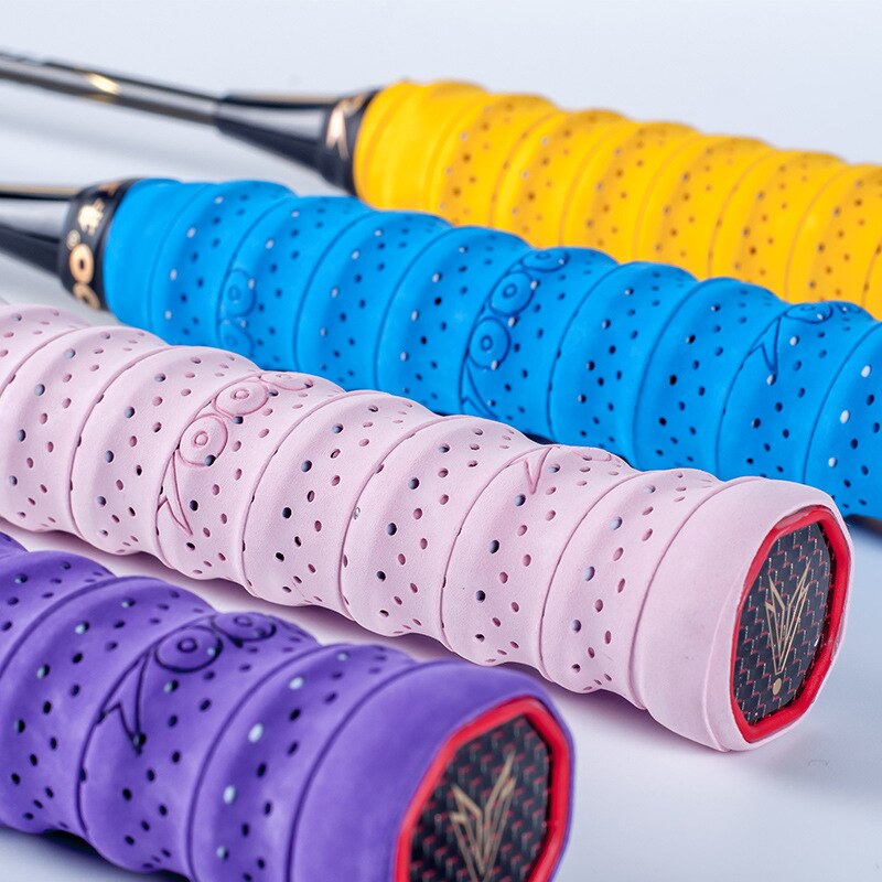 Jump Rope Fishing Rod Handle Tapes Punched Knitting Grip Tape Badminton Racket Grip Tape Sweat Absorbing Bandage Cloth Racket Ba: Pu 101 Color Random Matching