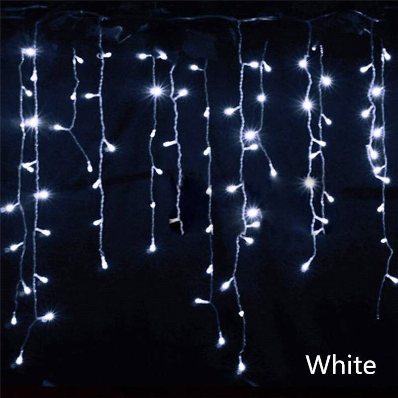 Led Curtain Icicle String Lights 3.5M/5M Droop 0.4/0.5/0.6m Christmas Lights Garland Street Party Garden Decorations for Home: White / 5M 216LEDS / EU Plug