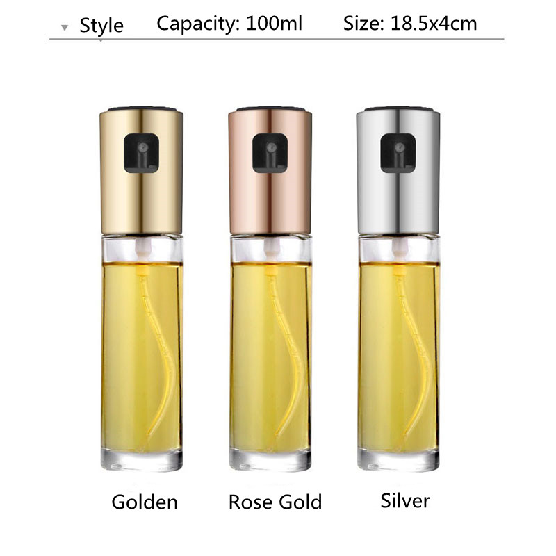 Stainless steel Sprayer Oil Bottle Leak-proof Nozzle Type Oil Can Press Oil Bottle Dispenser Kitchen BBQ Cooking Glass Oil Spray