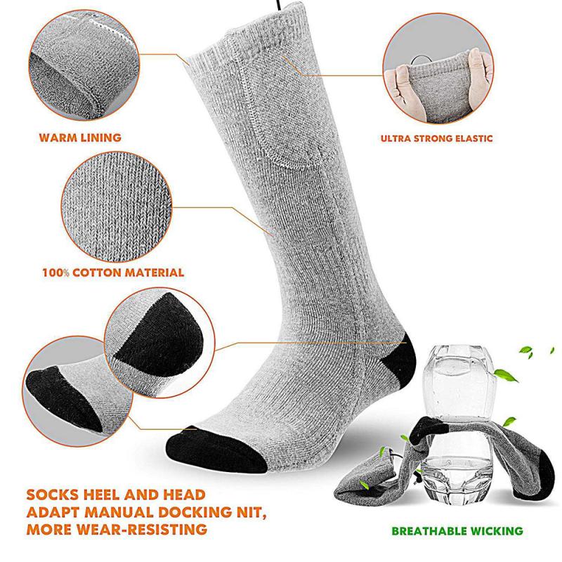 1 Pair Thicken Warmer Socks Electric Heated Socks Rechargeable Battery For Women Men Winter Outdoor Skiing Cycling Sport Heated