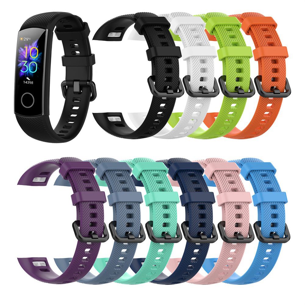 10 Colors Silicone Wrist Strap for Honor Band 5 4 Smart Wristband Replacement Original Watch Band Soft Bracelet Sport Classic