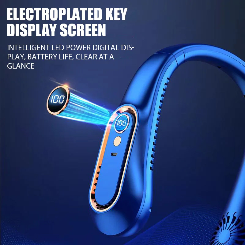 3000mAh ventilateur de cou suspendu Portable sans lame Mini USB Rechargeable muet LED affichage numérique ventilateur électrique refroidisseur d'air d'été ﻿