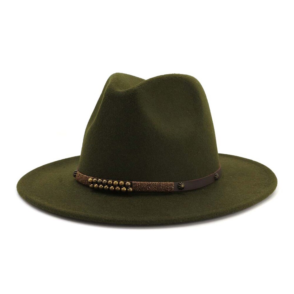 Men Women Fedora Hat With Belt Wide Brim Hat Ladies Winter Hat Pop Jazz Hat