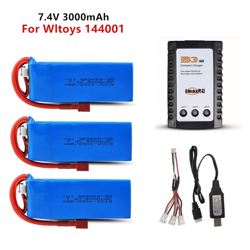 Wltoys 144001 Car 2s 7.4V 3000mAh Upgraded Lipo Battery T Plug For Wltoys 1/14 144001 RC Car Boat Lipo Battery Parts Upgraded