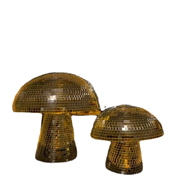Mushroom Disco Ball Mirror Glass Brick Mushroom Disco Ball Handmade Multifunctional Party Festive Home Decoration: golden set
