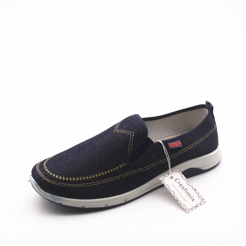 Cresfimix herre forår & sommer slip on canvas sko mandlige marineblå komfortable flade sko herre seje og bløde loafers