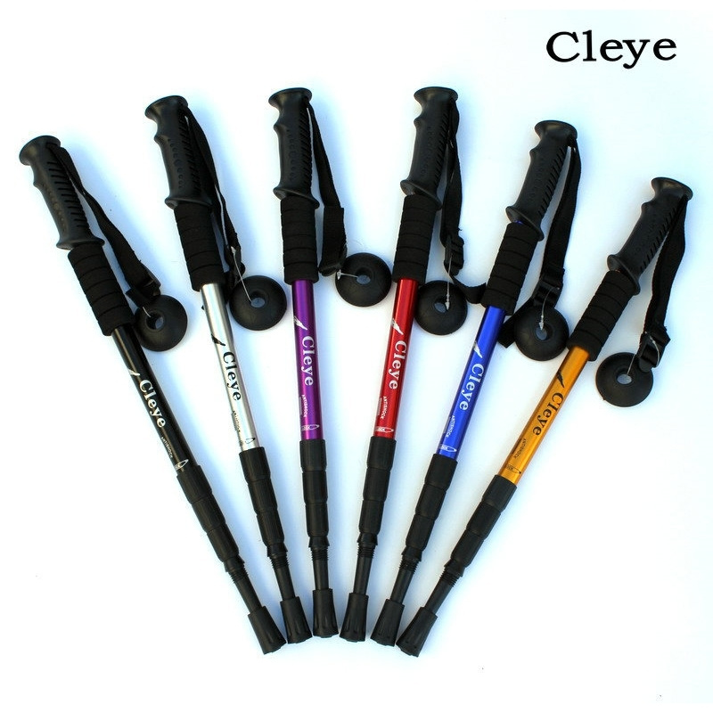 Camping hiking stick telescopic trekking poles Multi-functional straight folding walking sticks carbon sticks