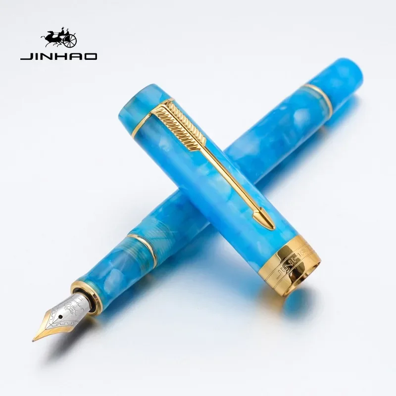 JINHAO 100 Mini Wooden / Resin Fountain Pen Centennial Golden Clip Fine Nib Writing Ink Pen School Office Supplies Stationery: PURPLE / MF
