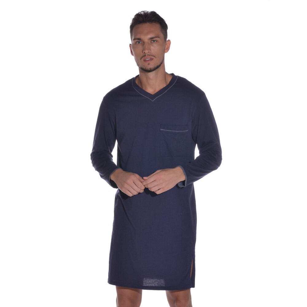 V Neck Casual Breathable Comfort Sleeping Robe Men Long Sleeve Spring Autumn Dressing Gown Sleepwear