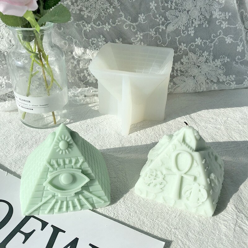 DIY Candle Pyramid Silicone Mold Psychic Eye Moulds 3D Stereo Pyramid Soap Epoxy Resin Molds Cake Baking Mould Desk Decoration