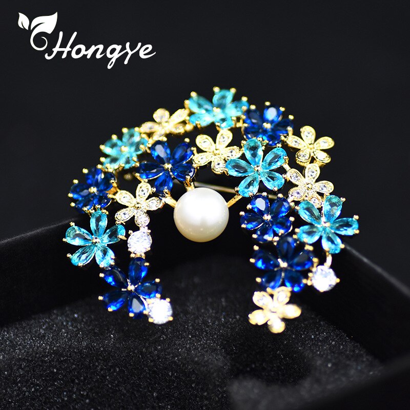 Hongye 2 Farben Blume Brosche für Frauen Gut Gemacht Natürliche Süßwasser Perle Brosche Pin Eco Freundliche Kupfer Reales Gold kleid Pins