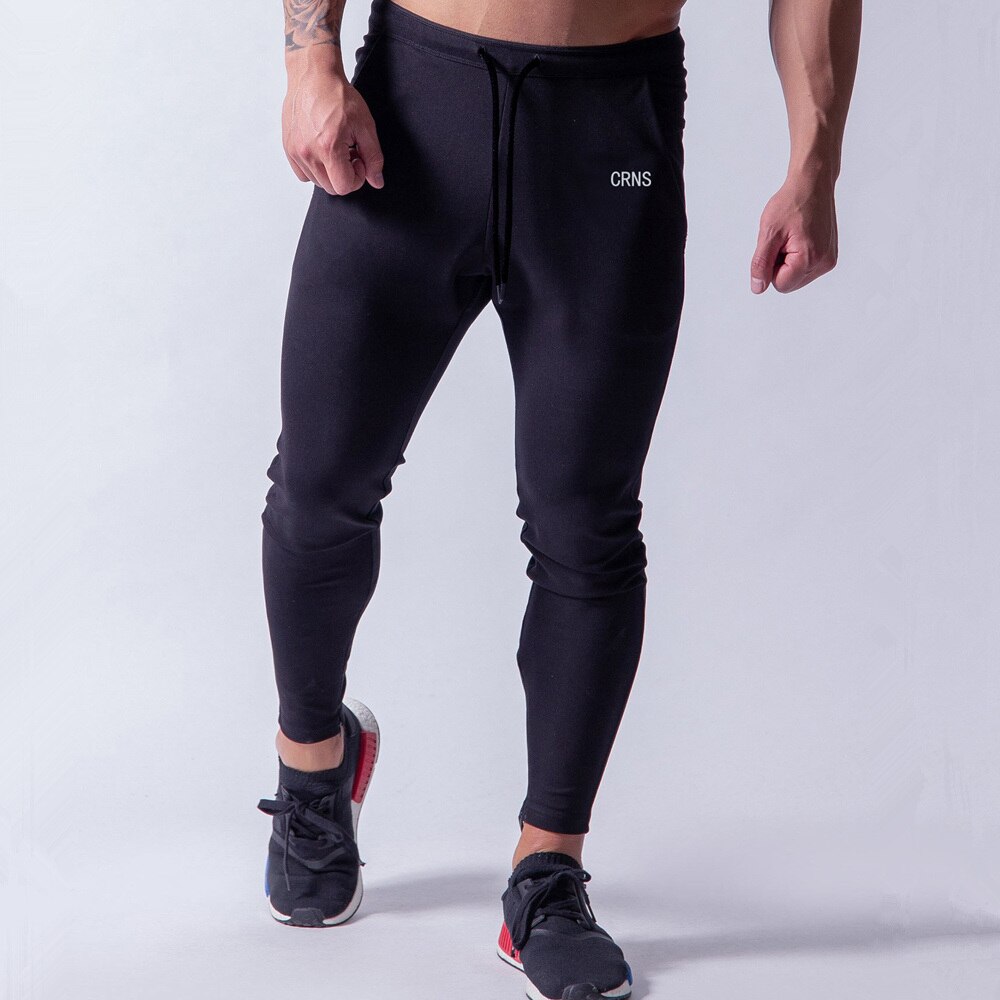 Jogging Broek Mannen Running Sport Skinny Joggingbroek Man Herfst Trackpants Gym Fitness Training Broek Mannelijke Katoen Sportkleding: Black (Pants) / M