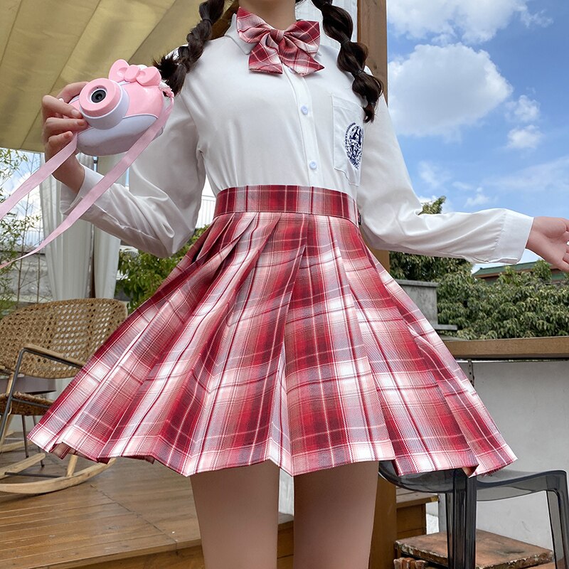 Falda a cuadros para estudiantes, uniforme escolar JK, Falda corta plisada, de cintura alta, para primavera y verano