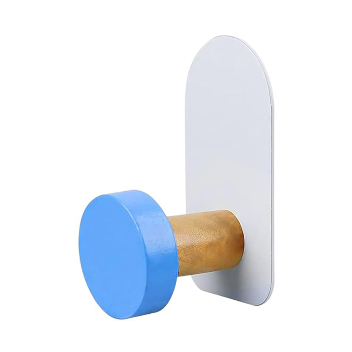1 stks kleurrijke muurhaken zelfklevende haken geen boren houten kapstokken voor kinderen keuken badkamer woonkamer: Blauw