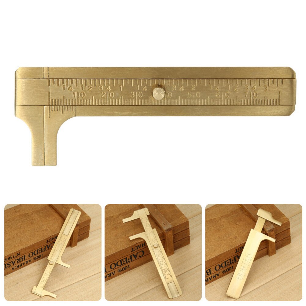 Pocket 80mm Mini Brass Sliding Ruler Gauge Vernier Calip Metal Calipers Gauge Micrometer Measurement Tool Office School Supplies