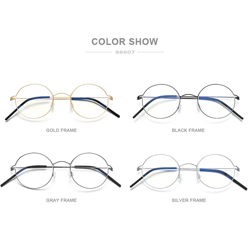 FONEX Screwless Eyewear Prescription Eyeglasses Frame Women Round Myopia Optical Denmark Korean Glasses Frame Men Titanium 98607