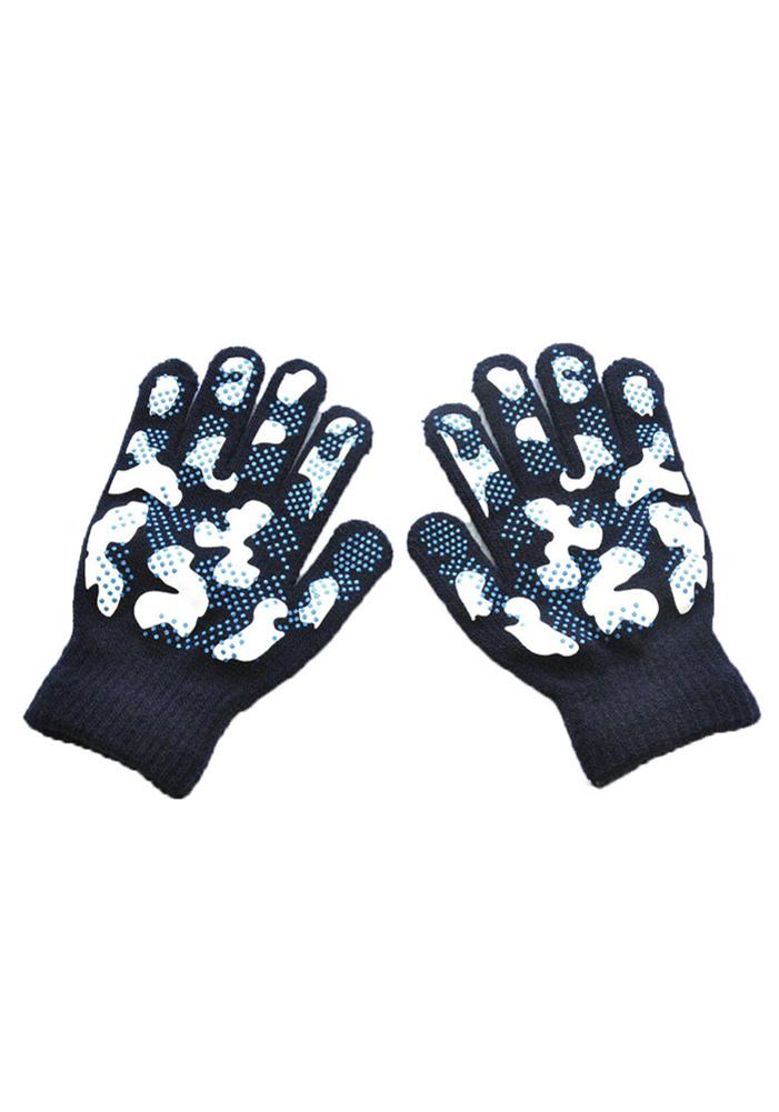 Children Winter Warm Gloves Knitted Stretch Mittens Camouflage Full Finger Ski Gloves Thicken Magic Gloves For Girls Boys