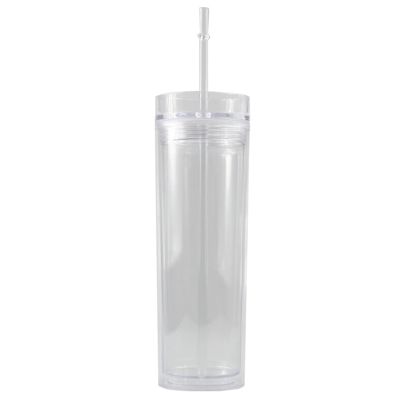 16oz Acrylic Clear Skinny Tumbler With Lid And Straw Plastic 6 colors Tumbler Insulated Water Bottle For Party: 01