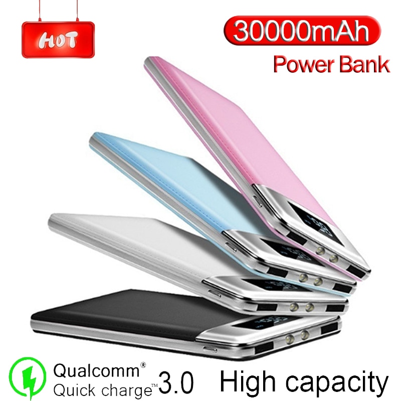 Power Bank 30000 mAh Handy Ladegerät für Xiaomi Samsung IPhone LCD Digital Display 2 LED Beleuchtung Im Freien Reise Power