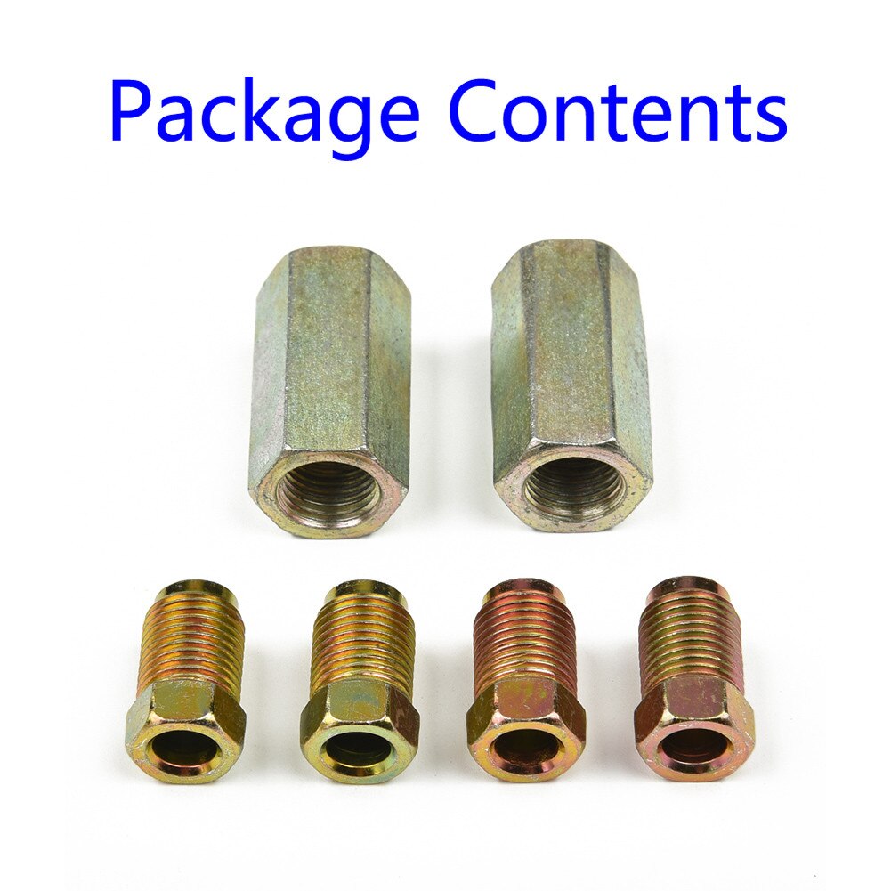 Brake Fittings Pipe 2-Qty 2-Way Female Connector With 4 M10 10mm Male Nuts 3/16 " Union Brake Pipe Fittings Adapter Replacement