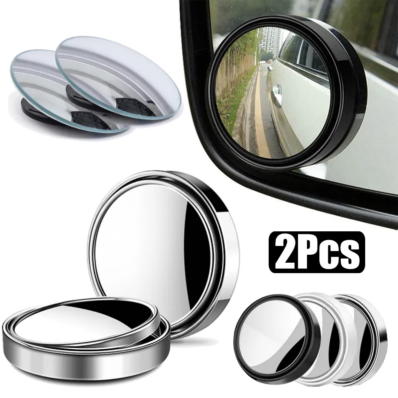 Espejo de punto ciego convexo, marco redondo de 2 piezas, gran angular de 360 grados, ajustable, accesorios para coche