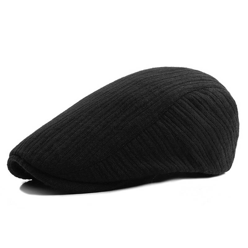 [AETRENDS] boina Retro a rayas de Newsboy Ivy Cap Cabbie gorras planas para hombres sombrero Z-6225: Black