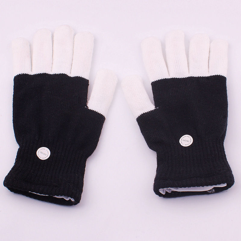 1pcs LED Rave Flashing Gloves Glow 7 Mode Light Up Finger Tip Lighting Black