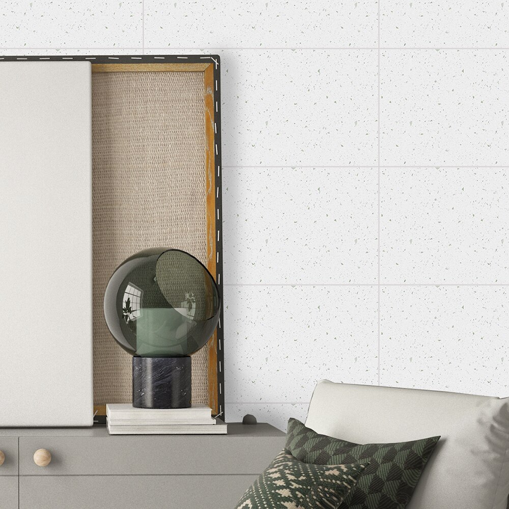 Funlife® 30X60cm Grey Green Terrazzo Floor Stickers Wallpaper Oil Proof Removable Tile Stickers for Kitchen Backsplash Bathroom